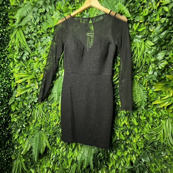 DEAR MOON Women Dress 3‎ Black Formal Mini illusion Neckline Fitted Party  0655 - Picture 9 of 12